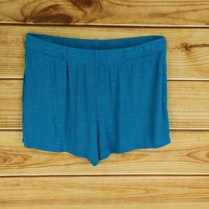 Joyspun Ribbed Shorts Womens Size L Blue Elastic Waist Stretch Pockets High Rise